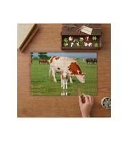 Otlayan İnek ve Yavrusu Tasarımı 240 parça Ahşap Puzzle Ahşap Kutuda MP09466