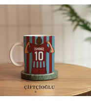 Kişiye Özel Baskılı FB-BJK-GS-TS Forma Tasarımlı Porselen Kupa (Bordo-Mavi)