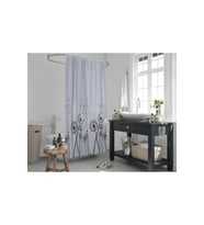 Duş Perdesi Çift Kanat 2x120x200cm Karahindiba Desenli Banyo Perdesi 16 Adet C Halka Hediyeli