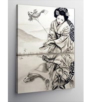Kanvas Tablo Japon Kadın Ve Tilki