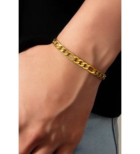 Altın Renk Şavin Kuşgözü Unisex Erkek Çelik Bileklik -  3332