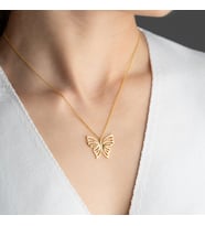 Vaoov 925 Ayar Gümüş Kelebek Kolye (Gold)