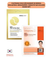 3 Katmanlı Gold Göz Maskesi ve Dermal Sıkılaştırıcı, Nemlendirici, Yenileyici Q10 Kolajen Maske Seti