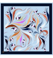 Abstract Desen Black Seri Twill Eşarp Eşarp Askısı ile Birlikte 90x90 cm Mavi La