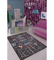 Füme Kaymaz Tabanlı Yıkanır Müzik Temalı Çocuk Halısı KD109