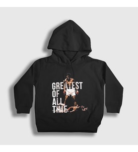 Presmono Unisex Çocuk Siyah Goat Muhammed Ali Kapüşonlu Sweatshirt 230167tt