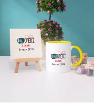 Ortapedi Uzmanı Kupa Bardak Sarı Dekoratif Taş Baskı