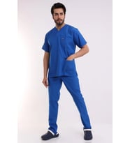Zarf Yaka Erkek Likralı Takım - 6411 Saks Mavi