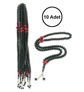 10 Adet 99lu Namaz Tesbihi 10mm Hac Umre Hediyelik - Siyah
