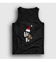 Presmono Unisex Siyah Ho Ho Ho Noel Baba Santa Claus Yılbaşı Atlet