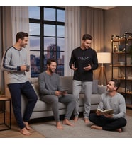Erkek Pamuklu Bohçalık Ve Çeyizlik 4 Adet 2'li Pijama Takımı BB2484