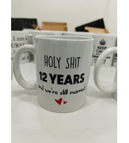 Holy Shit 12 Years Married Kupa - Evlilik Yıldönümü Komik Seramik Bardak 325ml
