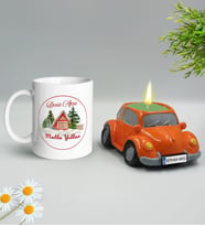 Yılbaşı Hediyesi BK Gift Kişiye Özel Yeni Yıl Tasarımlı Beyaz Kupa Bardak ve Plakalı Nostaljik Vosvos Mum Hediye Seti-13, Sevgiliye, Arkadaşa Hediye