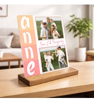 Premium Kişiye Özel Fotoğraflı Ahşap Stand Pleksi Anne Hediyesi