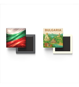 Buzdolap Magnetleri - Bulgaristan Bayrağı ve Paper Cut Tema - 2'li Set Magneti