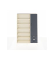 Arges Gardrop 9 Raflı 3 Çekmeceli Tek Kapaklı  132x30x195 Aytaşı-Antrasit