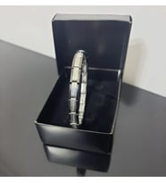 Çelik Bileklik İnce İtalyan Charm Model Unisex Erkek Kadın 3 mm 18 cm Ortası Gümüş Kenarı Siyah