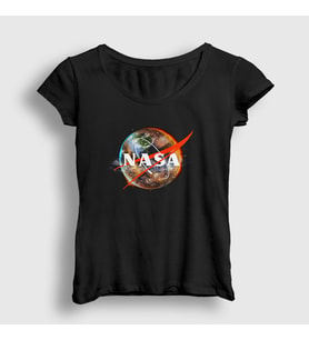 Presmono Kadın Siyah Planet Nasa Space Uzay T-Shirt 369139tt