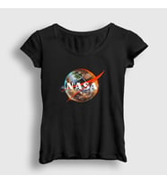 Presmono Kadın Siyah Planet Nasa Space Uzay T-Shirt 369139tt