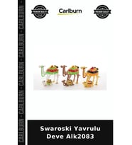 Özel Üretim Dekoratif Figür Hediyelik Cam Swaroski Yavrulu Deve Alk2083