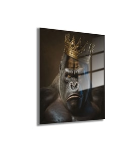 Temperli Gerçek Cam Tablo King Kong Kral Goril Portresi