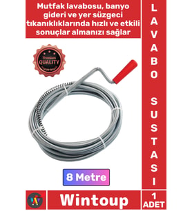 #Susta Profesyonel Çelik Tıkanıklık Giderici Esnek Dayanıklı Gider Açma Lavabo Açma Sustası 8 Metre