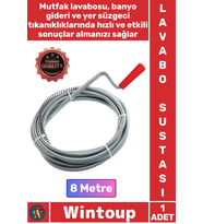 #Susta Profesyonel Çelik Tıkanıklık Giderici Esnek Dayanıklı Gider Açma Lavabo Açma Sustası 8 Metre