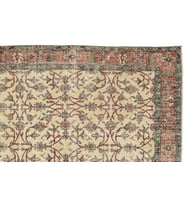 Ekru Renk Floral Desenli El Dokuma Halı Klasik Stil Toz Vermez Salon Ve Yatak Odası Modeli