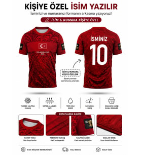 Kişiye Özel Baskı Yapılır Türkiye Milli Takım İç Saha Kırmızı 2026 FIFA WORLD CUB Çocuk Futbol Forması Çorap Hediyeli