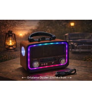 Everton Rt-730 Solar Enerjili Fener+Rgb Led Özellikli Bluetooth Nostaljik Radyo Müzik Çalar