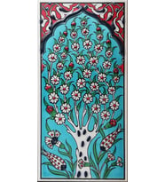 Armada Çini 10x20 Cm ED 207 Yeşil Hayat Ağacı El dekoru Çini Karo