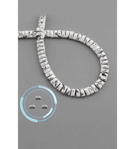 Hematit Doğal Taş Mat Benekli Beyaz Piramit Kesim Çift Delikli 6x3mm Dizi