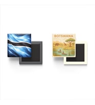 Buzdolap Magnetleri - Botsvana Bayrağı ve Paper Cut Tema - 2'li Set Magneti