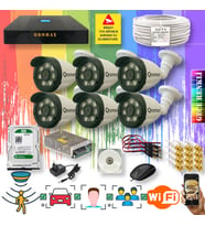 Qromax 6 Kameralı Set - Yapay Zeka Özellikli Gece Renkli Gösteren 8 Warm Ledli TurboHD Güvenlik Kamerası Seti 3908W-9008