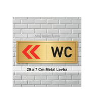 WC YAZILI SOL TARAFA OK İŞARETİ GÖSTEREN METAL LEVHA
