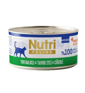 Nutri Feline Ton Tavuk ve Ciğerli Tahılsız Kedi Konservesi 70 Gr