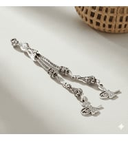 Tuğra Temalı Foxtail Zincirli Çift Kamçılı Kararmaz Metal Püskül