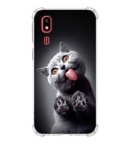 PrintiFy Samsung Galaxy A2 Core Uyumlu Kedi 2 Baskılı Şeffaf Köşe Korumalı Antişok Kılıf