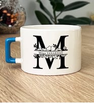 Kişiye Özel M Baş Harfli Hediye Lüks Fincan İsimli İsim Yazılı İsme Özel (Mavi)