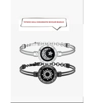 Mesafe Bilekliği - Totwoo Akıllı Dokunmatik Sevgililer Bilekliği - Snake Chain - Güneş ve Ay figürlü