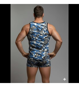 Erkek Kamuflaj Tank Top Boxer İç Çamaşır Takımı