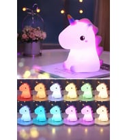RGB Led Unicorn Gece Yatak Odası Lambası Renk Değiştiren Yumuşak Silikon Şarj Edilebilir (Çok Renkli)
