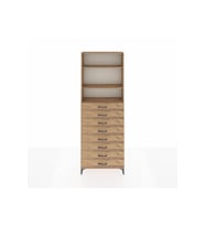 Arges Dolap 3 Raflı 8 Çekmeceli 88x30x243 Çam-Çam