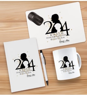 BK Gift Kişiye Özel İsimli Öğretmenler Günü Tasarımlı Defter, Tükenmez Kalem, Kupa ve Mousepad Hediye Seti - 14, Öğretmene Hediye, Öğretmenler Günü
