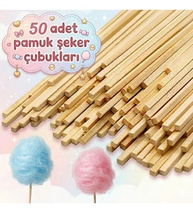 50 Adet Ahşap Pamuk Şeker Çubuğu Pamuk Şeker Servis Çubuğu 30cm Uzunluk Pamuk Şeker Çubuk cotton can