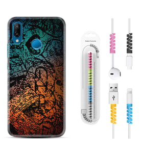 Huawei P20 Lite Mate 10 20 Lite Pro P40 Lite KılıfKablo Koruma Spiral Silikon İşaretler Tuval 1716