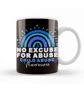 No For Child Abuse Excuse Prevention Month April Blue Ribbon Kupa Bardak Porselen
