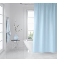 Mavi Banyo Perdesi Yerli Üretim 180x200 cm Duş Perdesi 12 Plastik C-Halka Hediyeli Banyo Perdeleri (Çok Renkli)