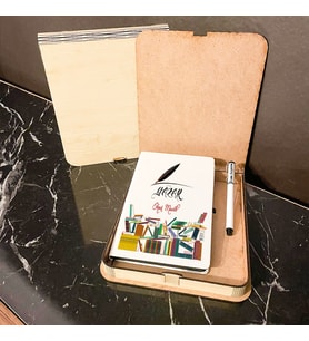 Yazar Ahşap Kutulu Defter Kalem Set