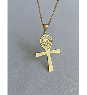Kişiye Özel 925 Ayar Gümüş Ankh Lotus Kolye